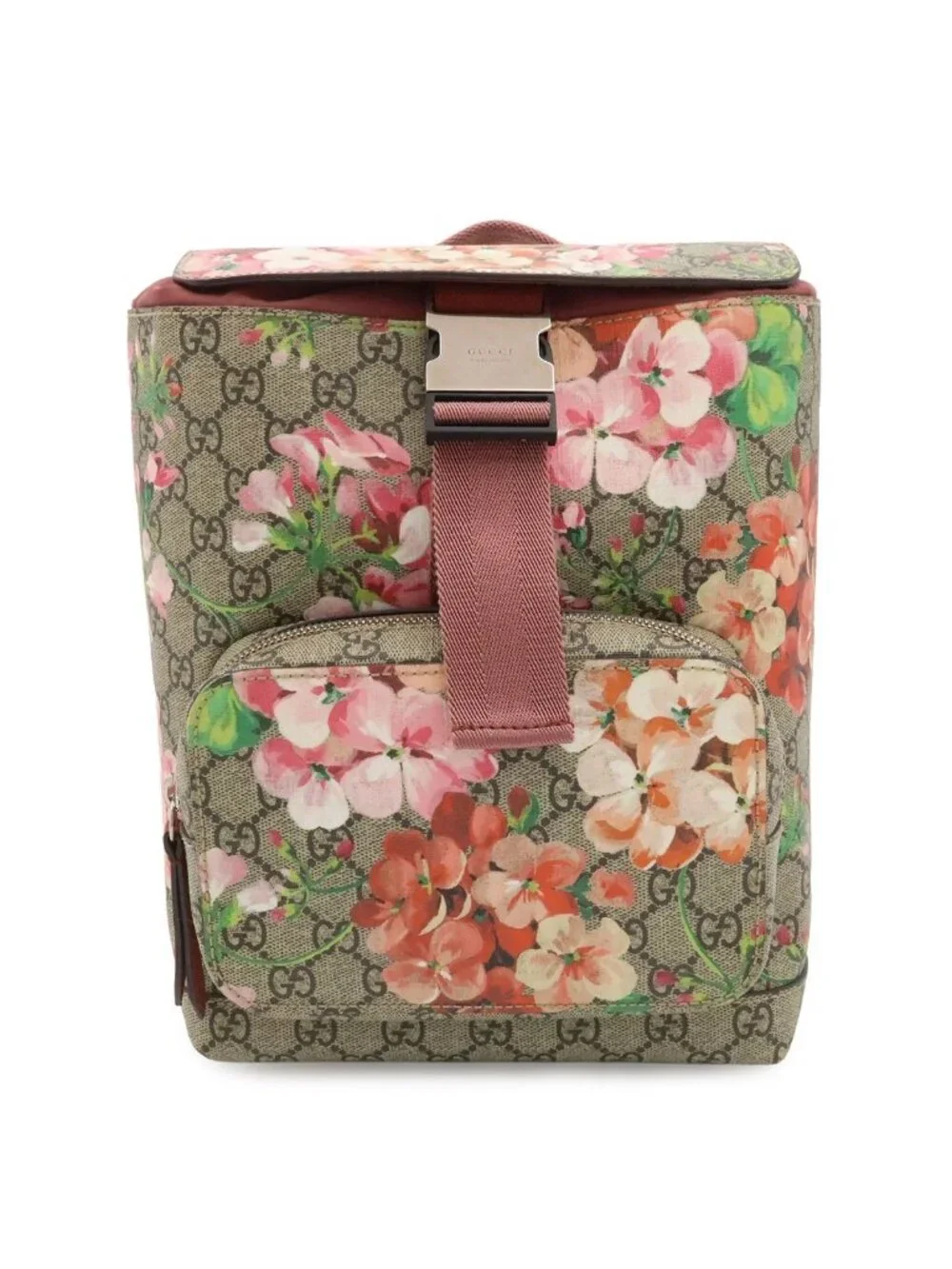 Gucci GG Blooms Supreme Backpack Flower Floral Pattern Beige Pink Multicolor